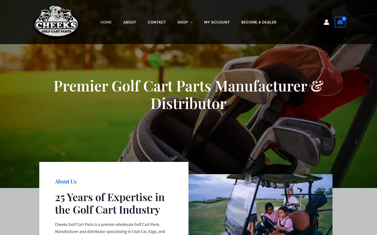 The Cheeks Golf home page on a laptop