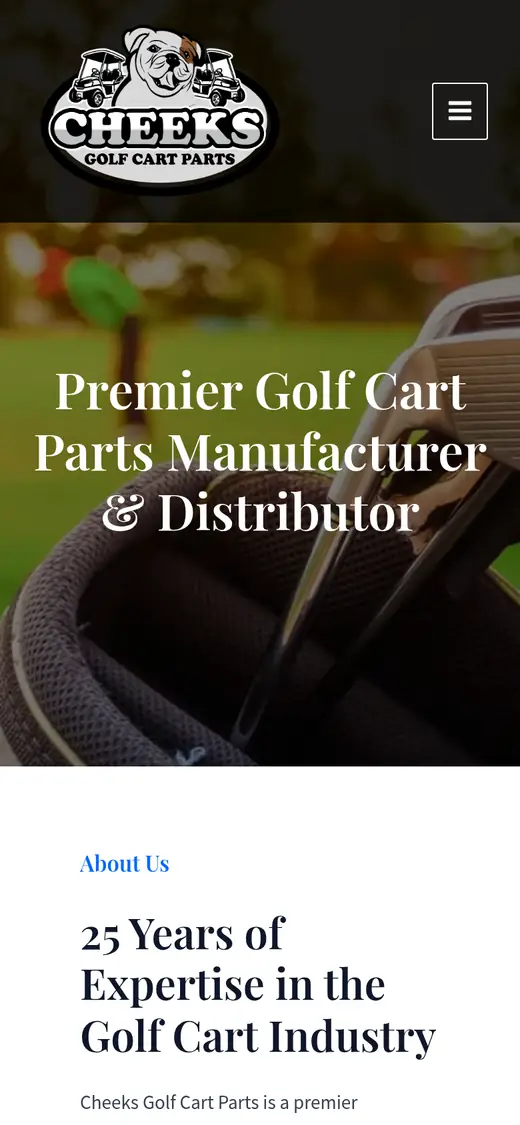 The Cheeks Golf home page on a phone