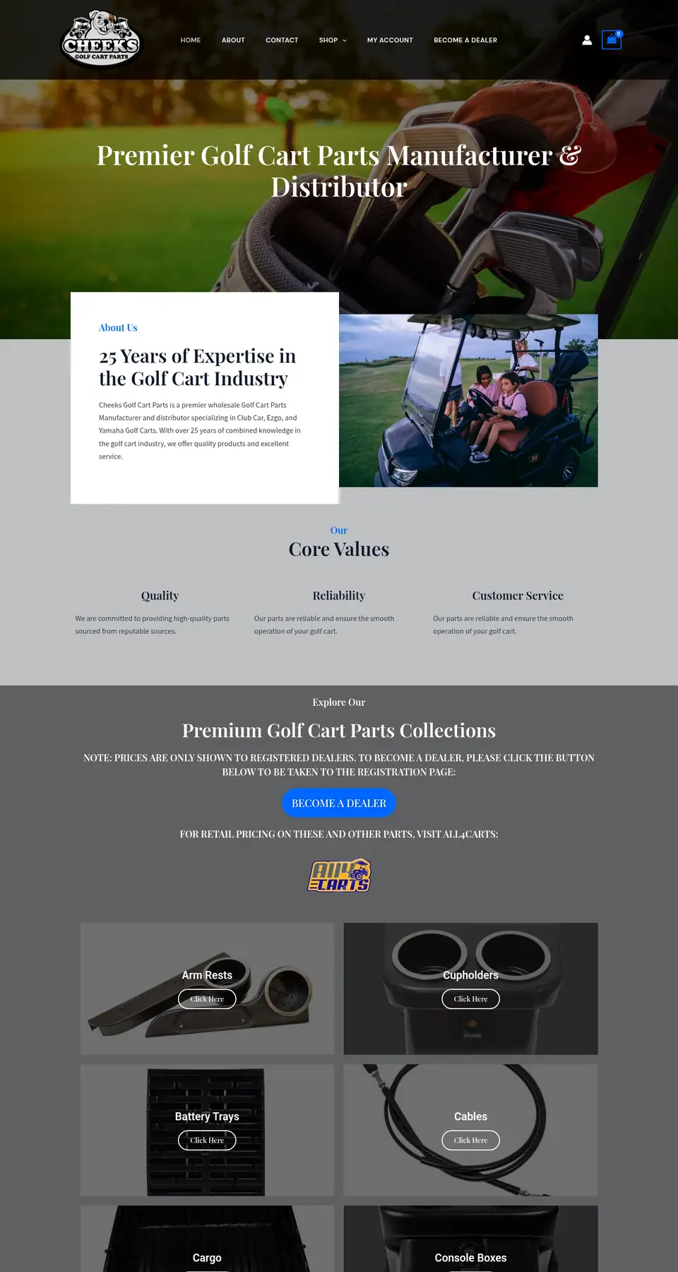 The Cheeks Golf website home page