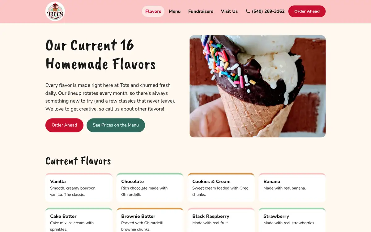 This month's homemade flavors on totsicecream.com