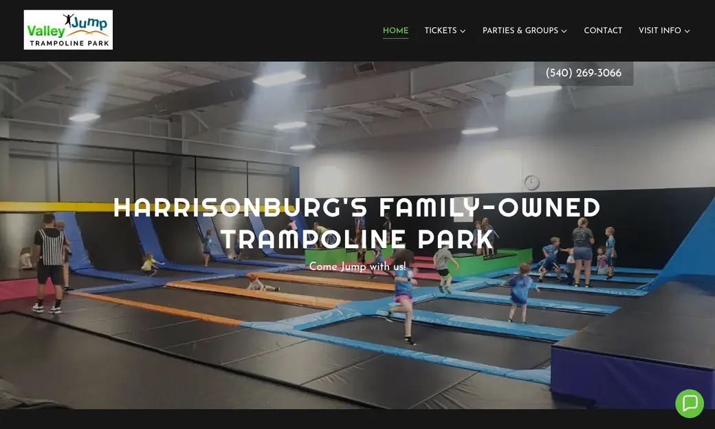 Before: the old Valley Jump Park website on GoDaddy Website Builder